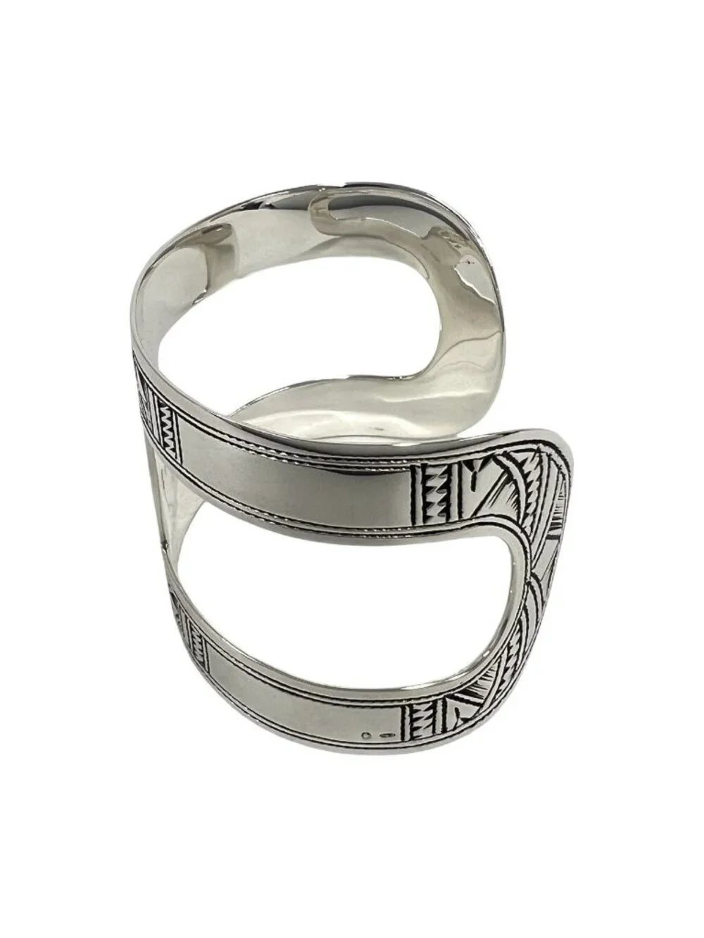 Hermes Vintage Touareg Bangle 925 Sterling Silver Bracelet